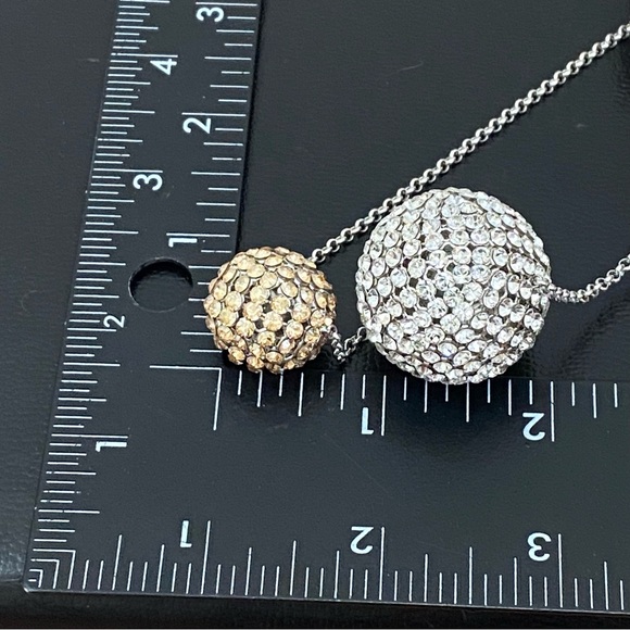 SWAROVSKI Signed Ladies PIN-UP Crystal Rhinestone Silver Gold Balls 30” Necklace - Picture 15 of 15